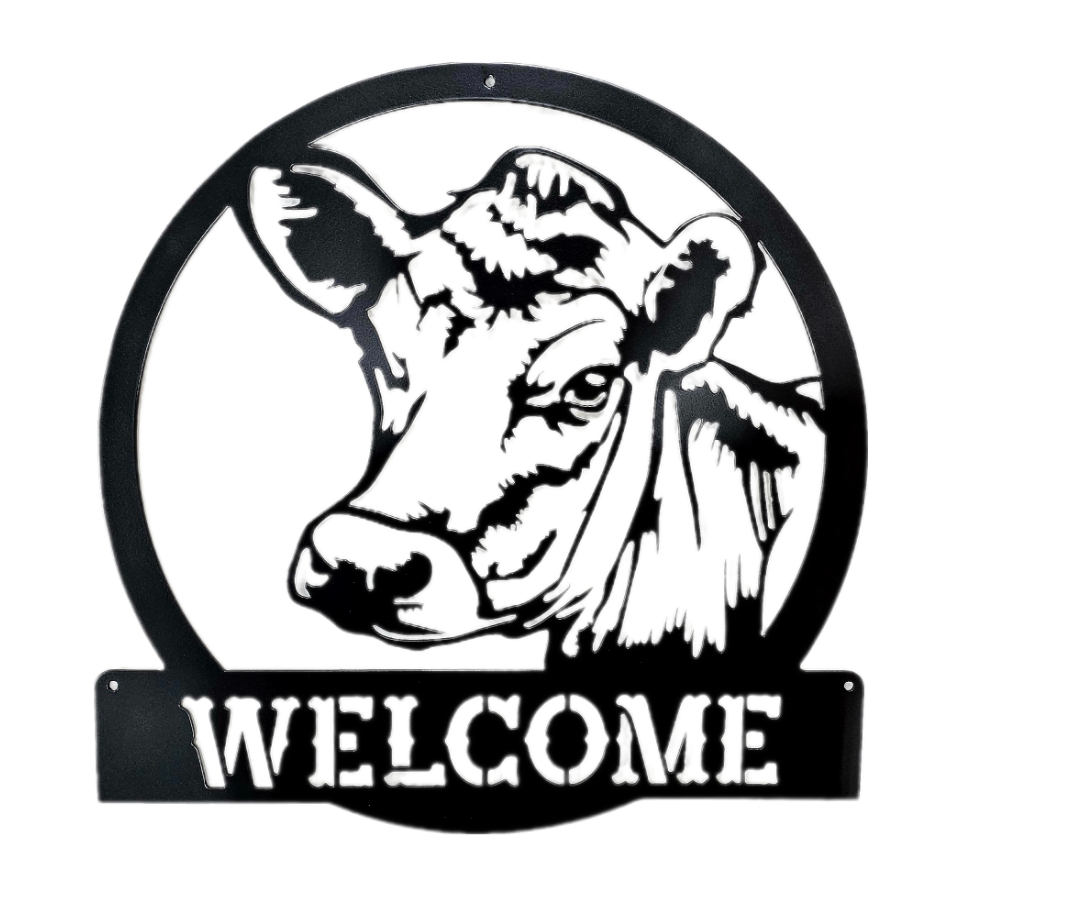 20 Inch Cow Welcome Sign Wall Decor
