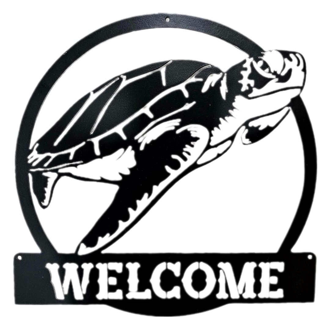 20 Inch Turtle Welcome Wall Decor - Underdog Metal