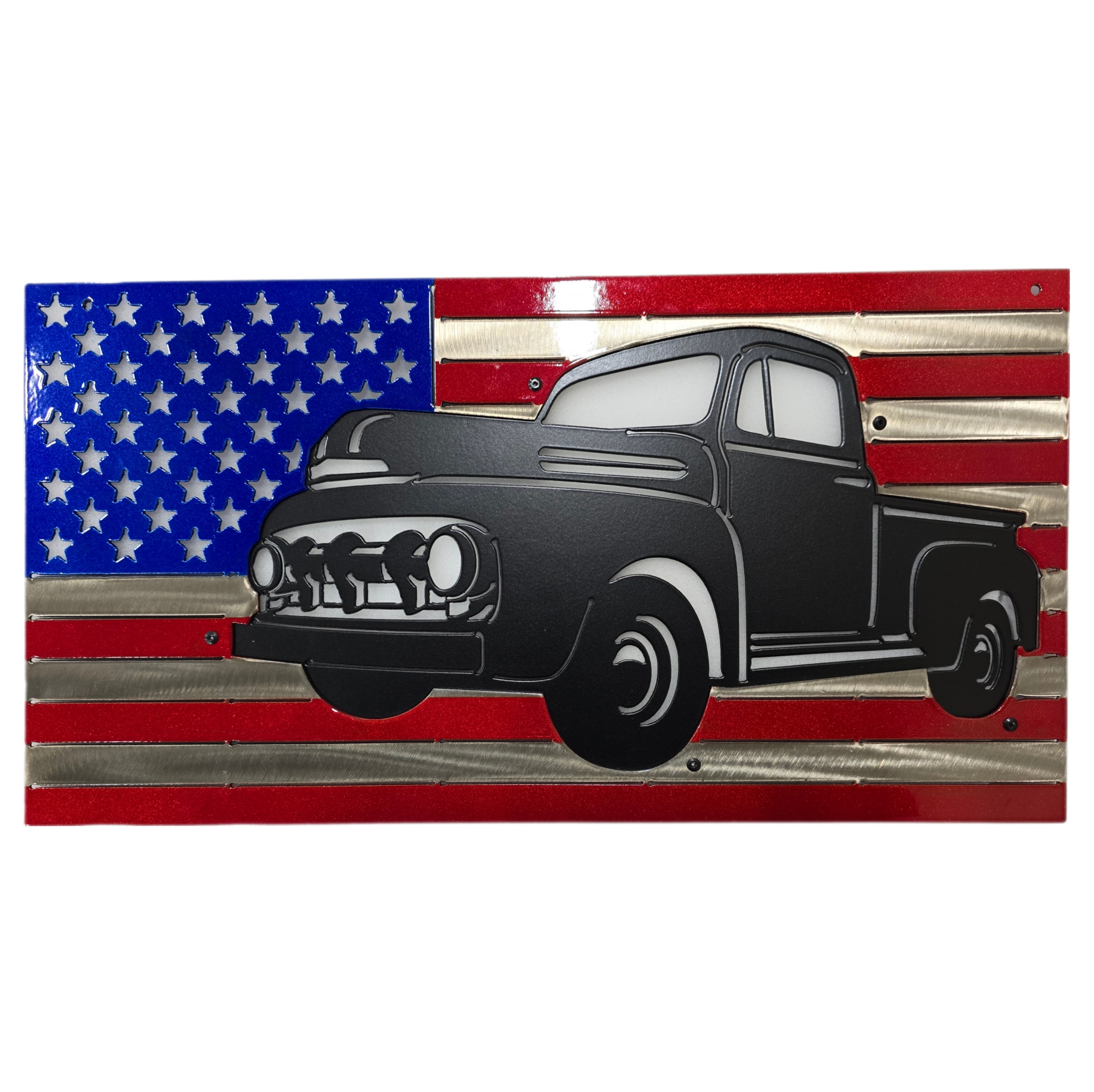 American Flag with old Ford Truck