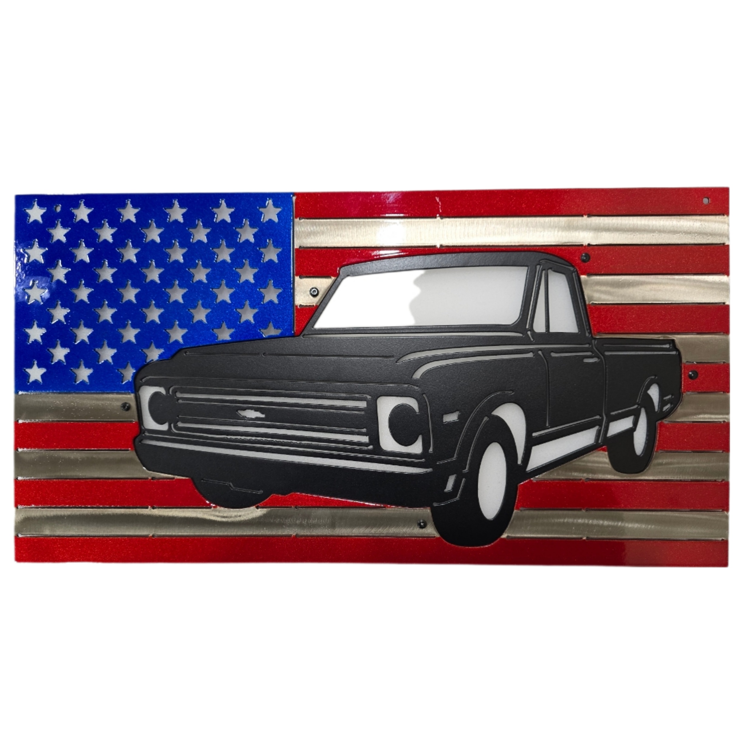 American Flag with Chevy C10