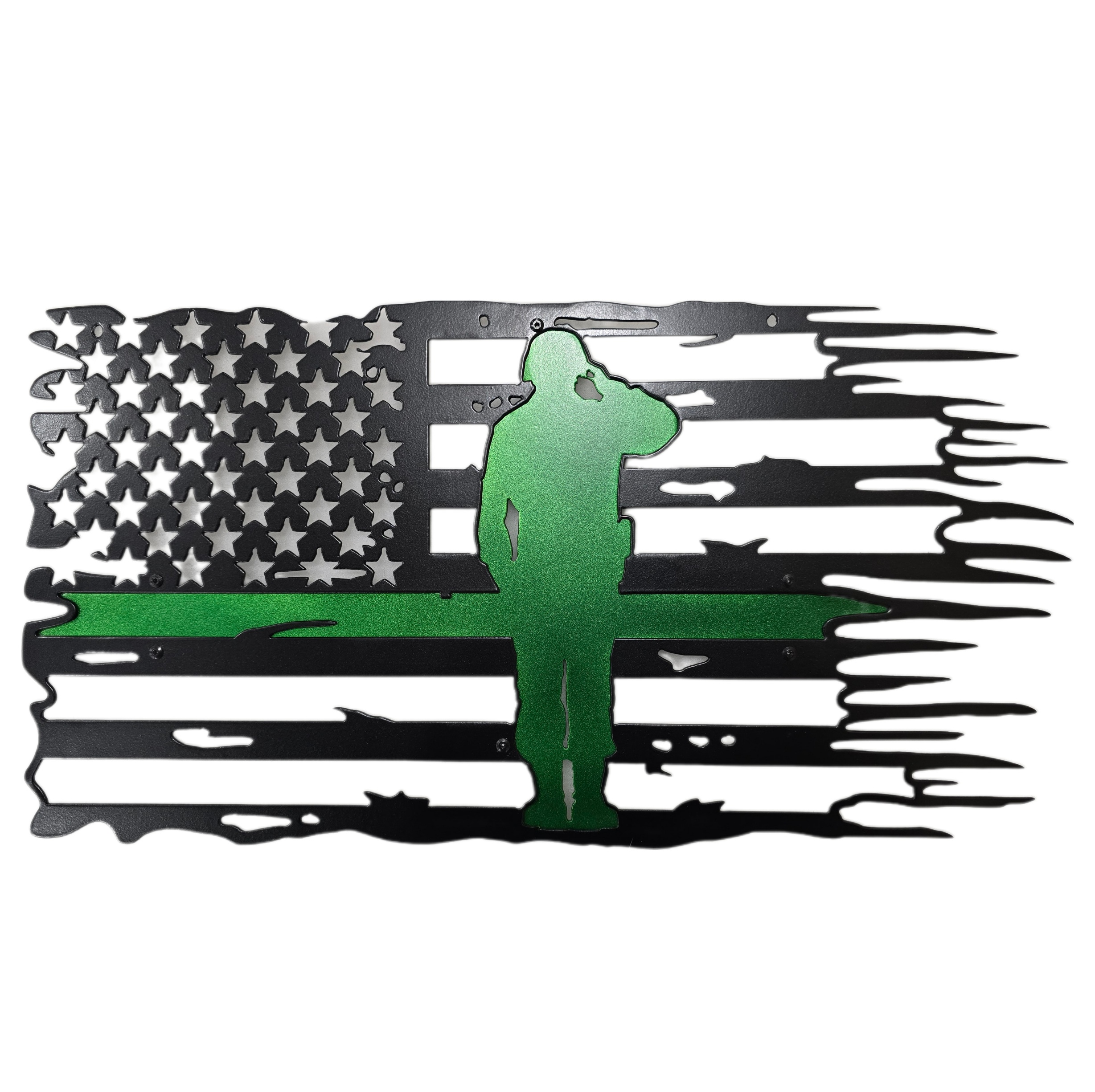 Green Line Tattered Flag with Soldier
